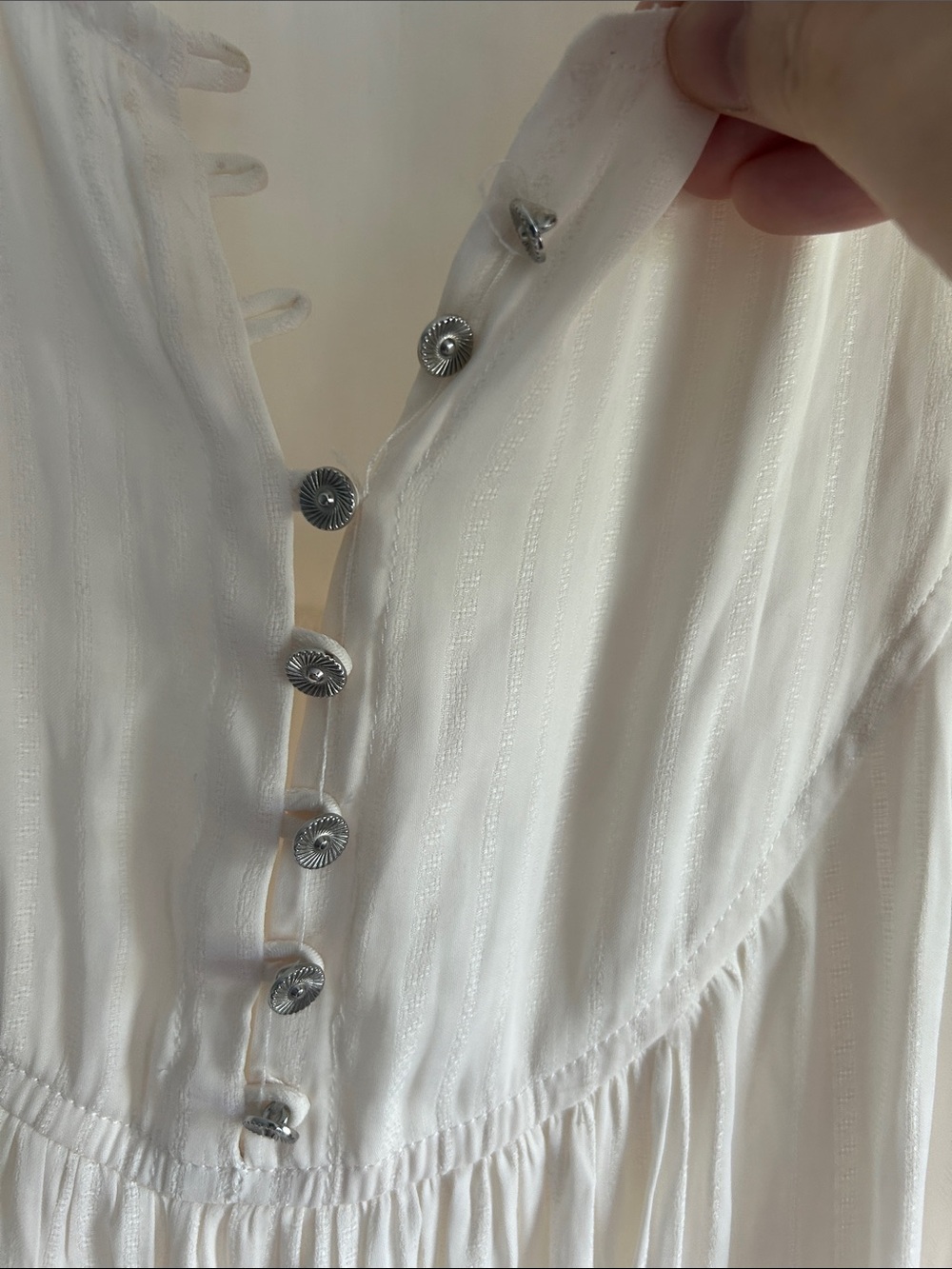 Anthropologie Cream Gauzy Button-Front Peasant Blouse - Picture 3 of 10